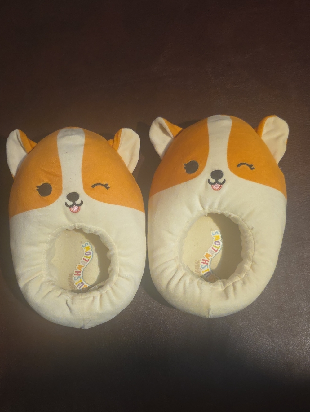 Cute Corgi Face Plush Slippers - Squishmallows